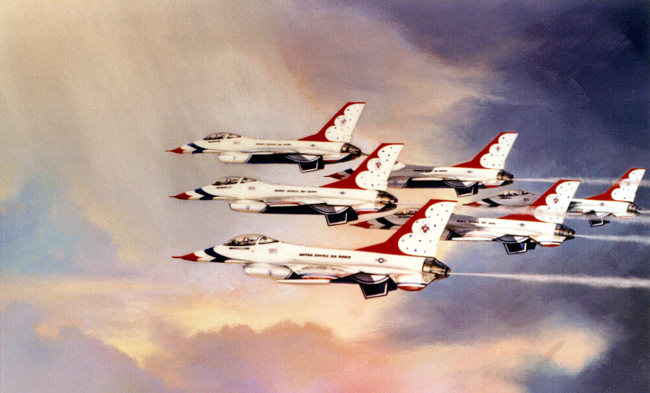 Sambataro aviation art - Mural of the U.S. Air Force Thunderbirds