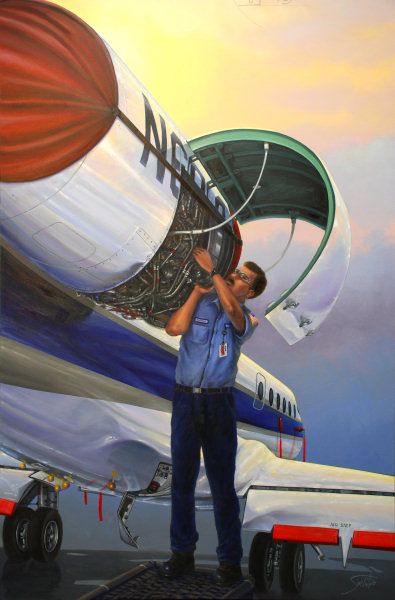 Sambataro aviation art - Gulfstream Maintenance Training at FlightSafety International, Dallas, TX