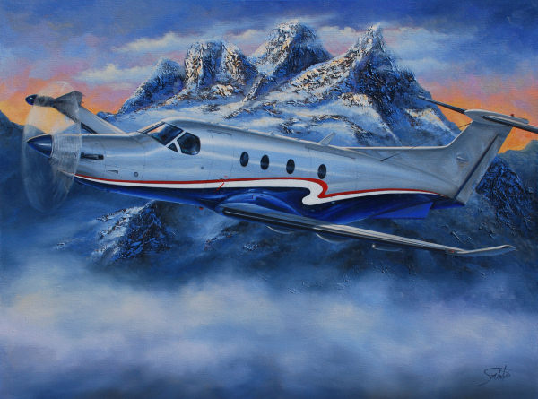 Sambataro aviation art - Pilatus PC-12NG at FlightSafety International, Dallas, TX