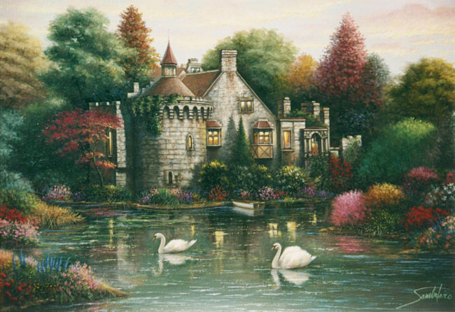 Swan Castle, a landscape by Sambataro