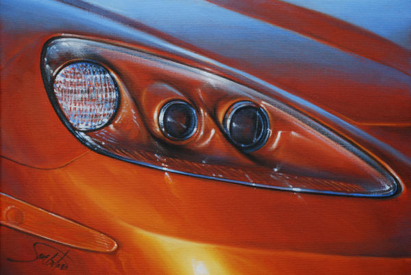 Corvette, a photorealistic painting by Sambataro